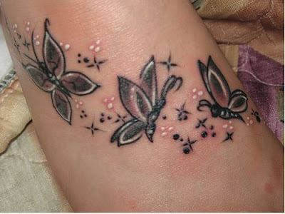 butterfly foot tattoos for girls and women