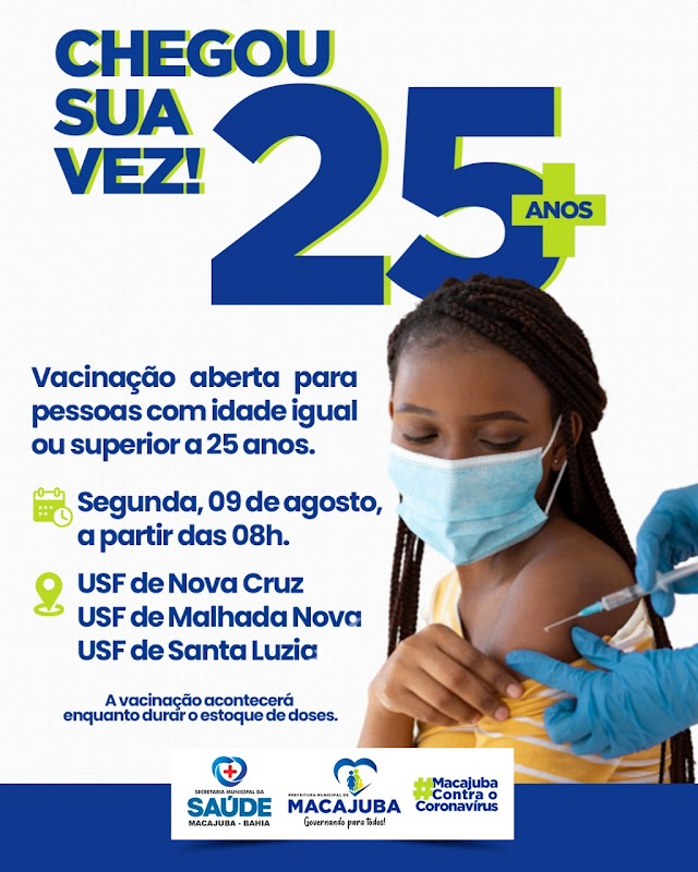 Covid: Secretaria da Saúde anuncia vacinação de pessoas com 25 anos nesta segunda-feira (9)