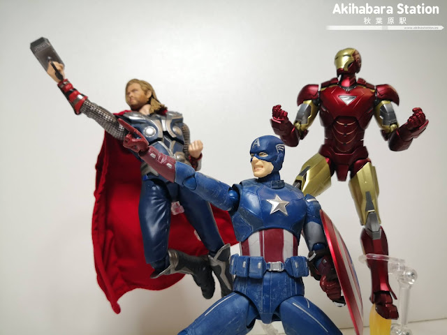 Review del S.H.Figuarts Captain America y Thor - Avengers Assemble - e Iron Man mk6 Battle Damage ed.