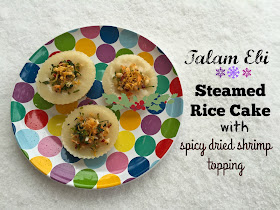 steamed rice cake with spicy dried shrimp topping