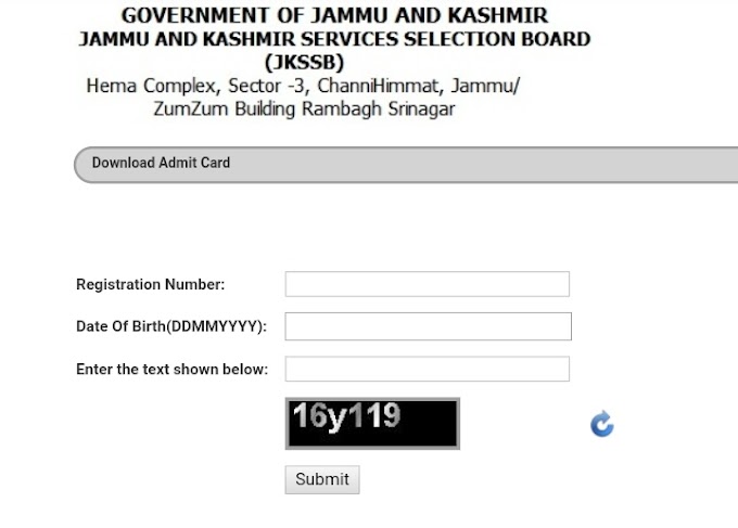 JKSSB Admit Cards for Junior Assistant, JE, Lab Attendent, Sub Auditor & Various Other Posts | Download Here