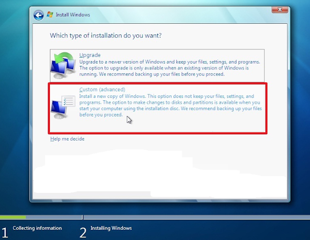Custom Setting se Window 7 Install 