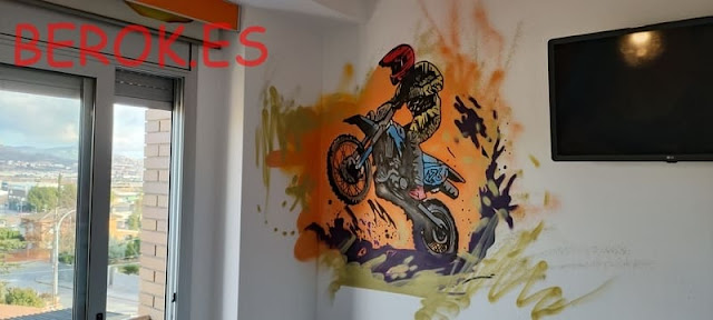 graffiti moto habitacion juvenil