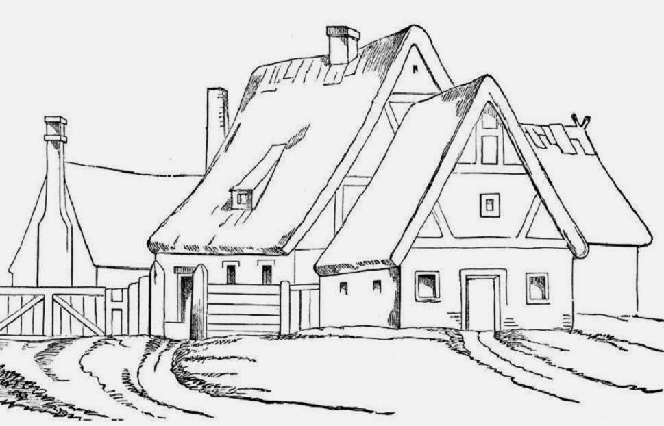 Big House Coloring Drawing Free wallpaper