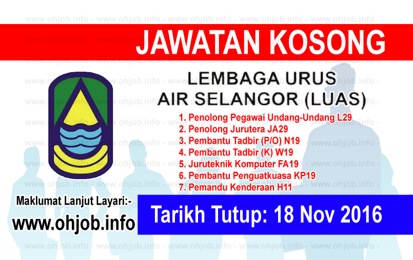 Jawatan Kosong Lembaga Urus Air Selangor (LUAS) (18 ...