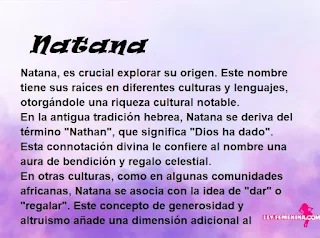 ▷ Significado del nombre Natana