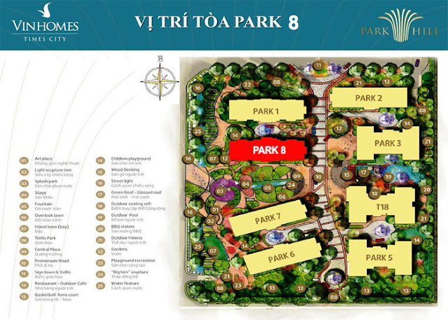 vị trí tòa park 8 tại times city