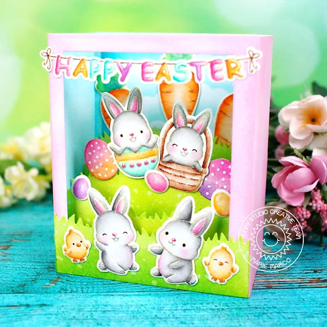 Sunny Studio Stamps: Chubby Bunny Easter Card by Marie Marco (featuring Bunnyville)