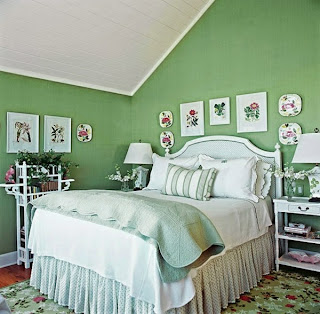 dormitorio decorado verde
