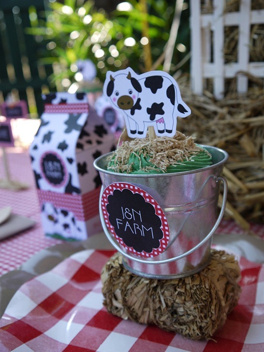 Barnyard Birthday - Cupcakes in Pails3