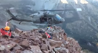 Helicopter performs a rescue on Colorado's Maroon Bells