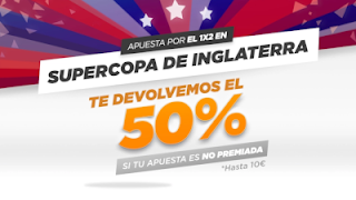 Kirolbet 50% devolucion Supercopa de Inglaterra 2-4 agosto 2019