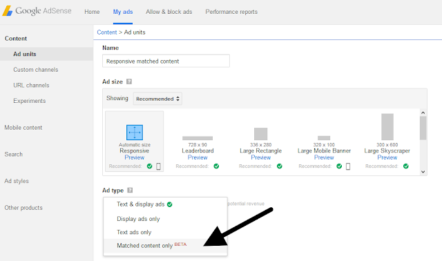 Adsense Matched Content Unit