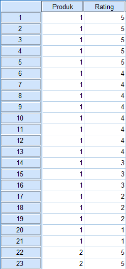 Tampilan data view SPSS