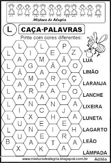 Atividades de alfabetização,caça-palavras