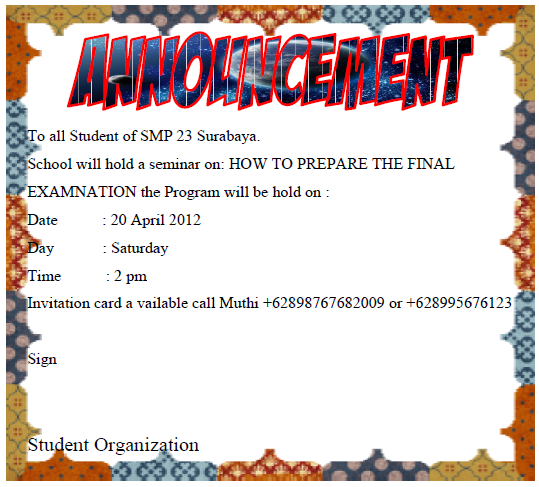 Contoh Announcement Of Football Competition - Downlllll