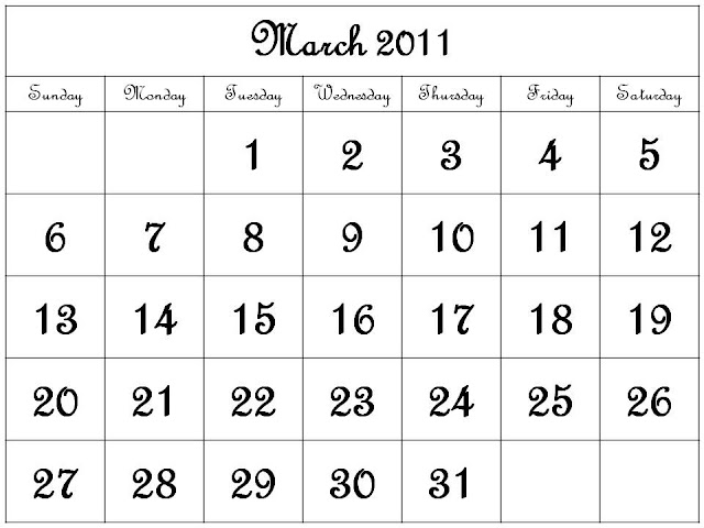 calendar for 2011 march. Free Printable Calendar 2011
