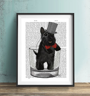 Scottish Terrier Print - Scottie in Whisky glass - scottie gift funny kitchen art scottish gift dog kitchen decor bar art scottie dog gift