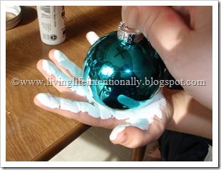 Snowman Hand Art Ball Ornament