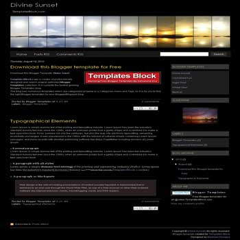 Divine Sunset free blogger template converted from wordpress theme to blogger with 2 column blogger template