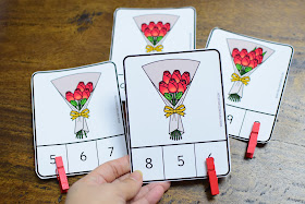 Valentine's Day-Themed Math Resource: Counting Roses Clipcards