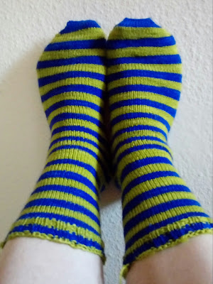 Green and blue striped socks