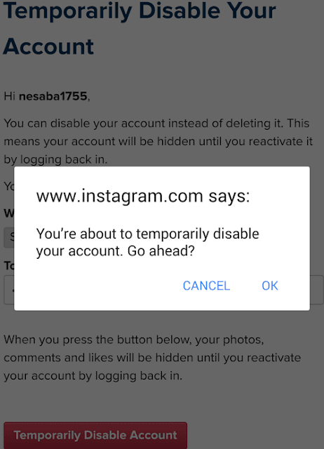 How To  Delete a Temporary / Permanent Instagram Account on an Android Phone 9
