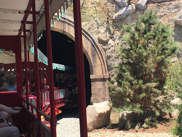 Disneyland Railroad Enters Tunnel in Frontierland