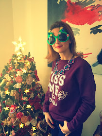 Christmas sweatshirt, Merry Christmas, funny sunglasses, Fashion and Cookies, fashion blogger