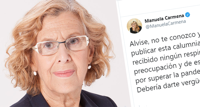 Manuela Carmena pone en su sitio al tuitero Albise tras la Fake News sobre su salud