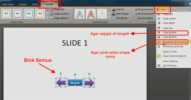 Cara Membuat Tombol Navigasi Home, Next dan Prevous pada Power Point