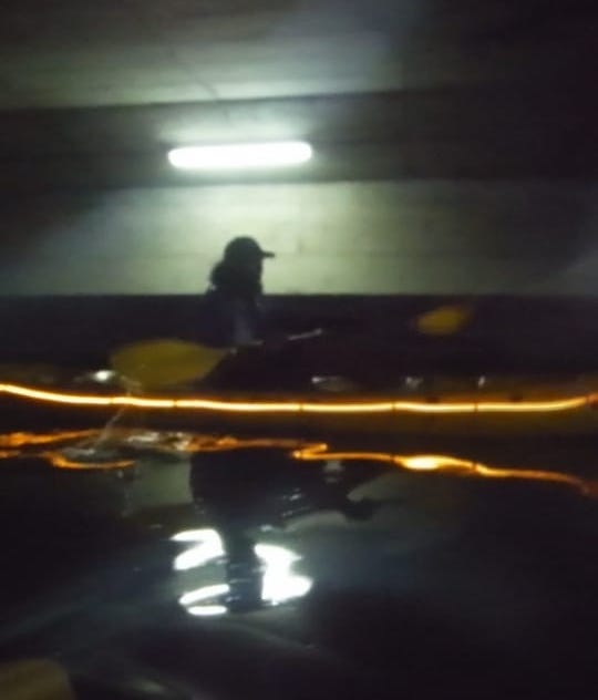 Kayak lights in V&A Waterfront Canal night kayak
