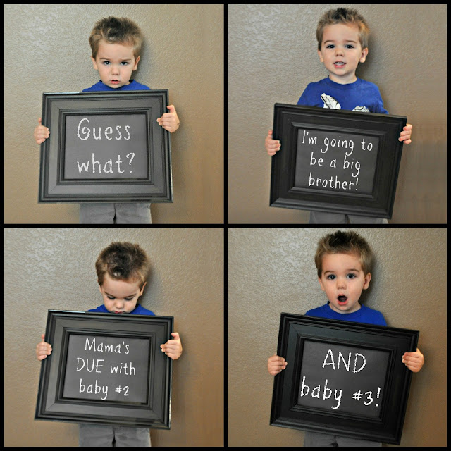 Sibling pregnancy announcement chalkboard