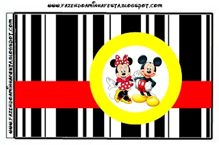 Minnie and Mickey in Red, Free Printable Candy Bar Labels.