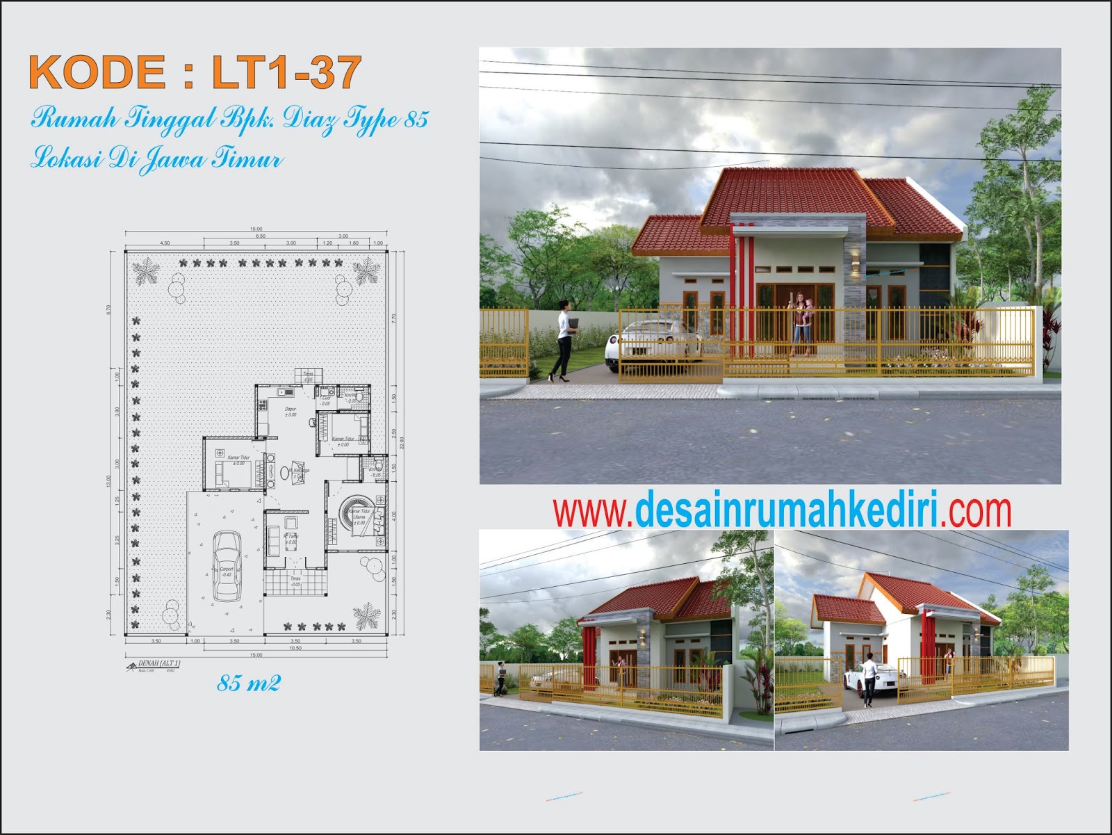 Lt1 37 Desain Rumah Minimalis 1 Lantai Bpk Diaz Di Jawa Timur