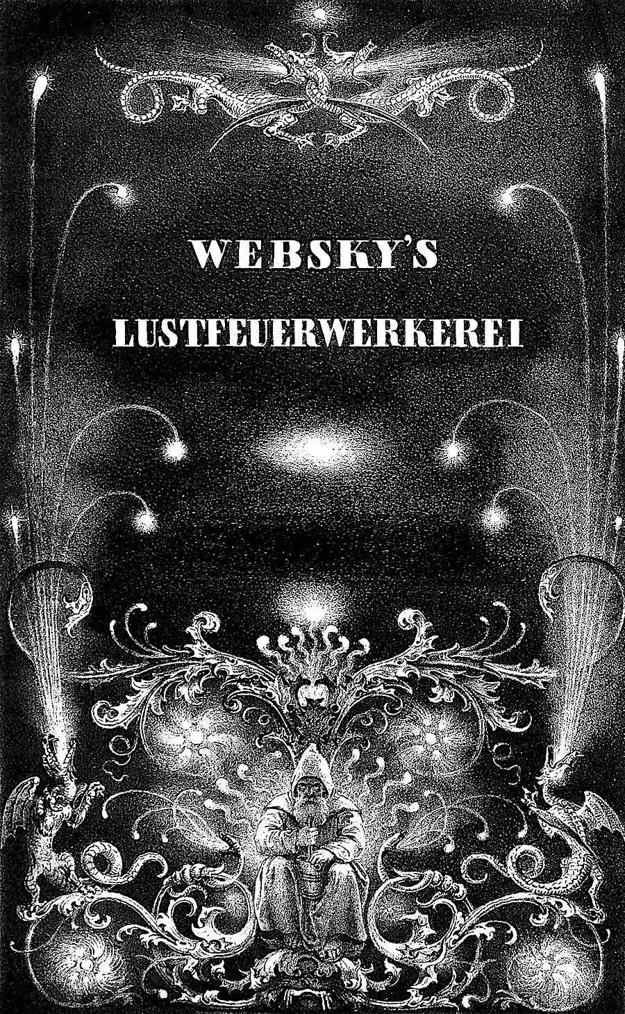 an illustrated 1842 German fireworks advertisement, Websky's Lustfeuerwerkerei