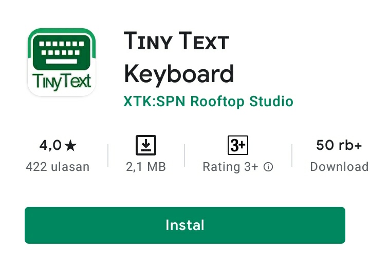 1. Download dan buka aplikasi Tiny Text di Play Store.