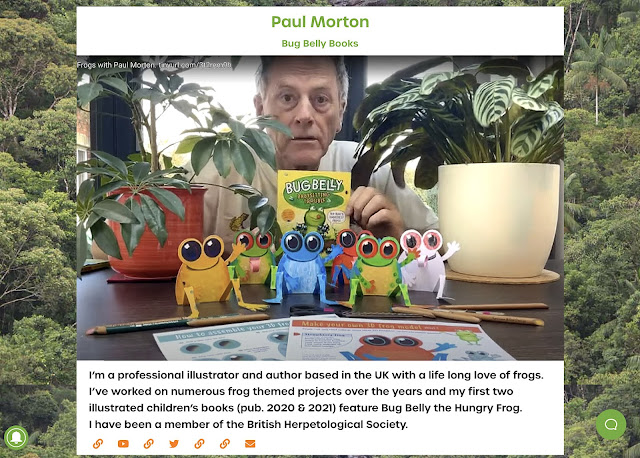 screen grab of Paul Morton author illustrator and some model tree frogs