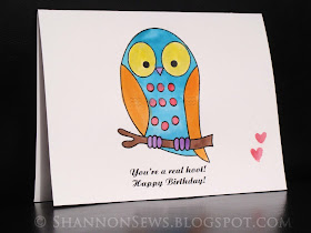 owl handmade birthday card created with diy watercolor paint