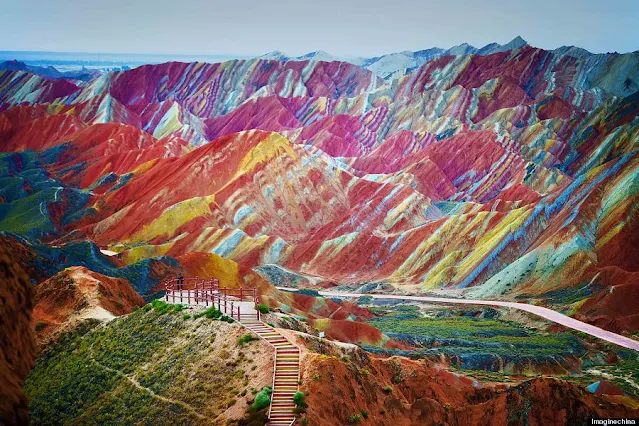 Rainbow Mountains In China's Danxia Landform Geological