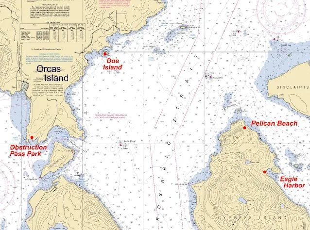 noaa chart of Doe Island, Eagle Harbor, Obstruction Pass