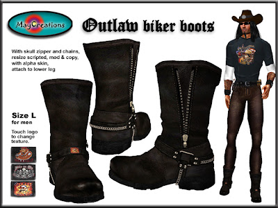 Second life virtual fashion MayCreations outlaw biker boots