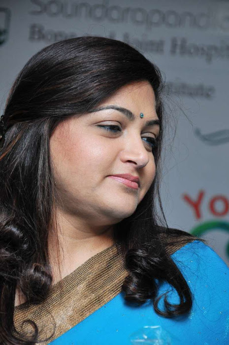 kushboo sundar in saree kushboo blue saree latest photos