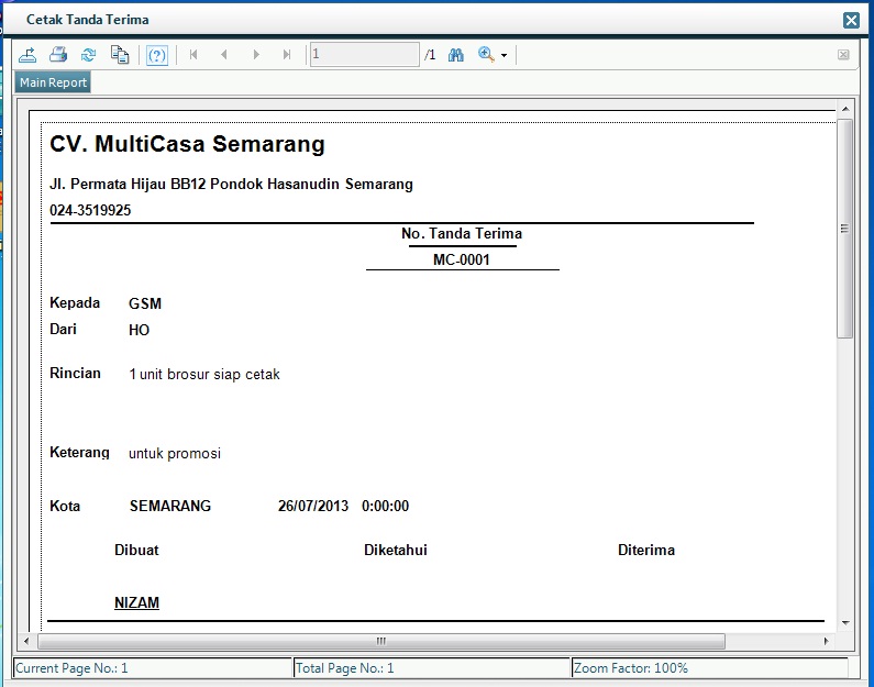 Aplikasi Tanda Terima Gratis ~ Vitamedia Semarang Software