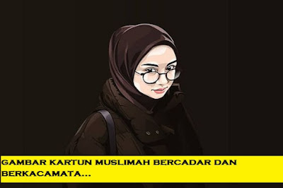 Gambar Kartun Muslimah Bercadar dan Berkacamata