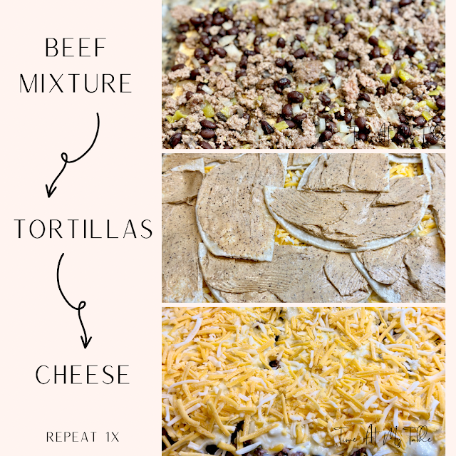 step by step visuals beef enchilada casserole