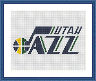 Utah Jazz logo cross stitch embroidery - Tango Stitch