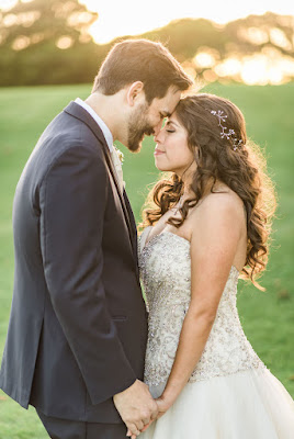 close up on bride and groom