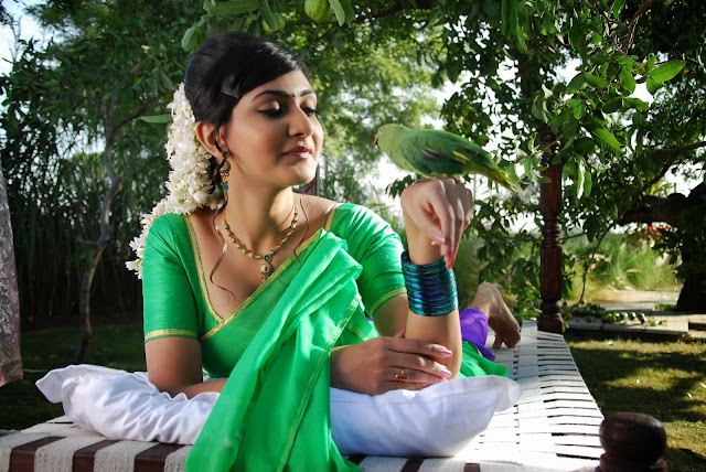 Actress Neelam Upadyaya Latest  Pictures in Green Saree 0006.jpg