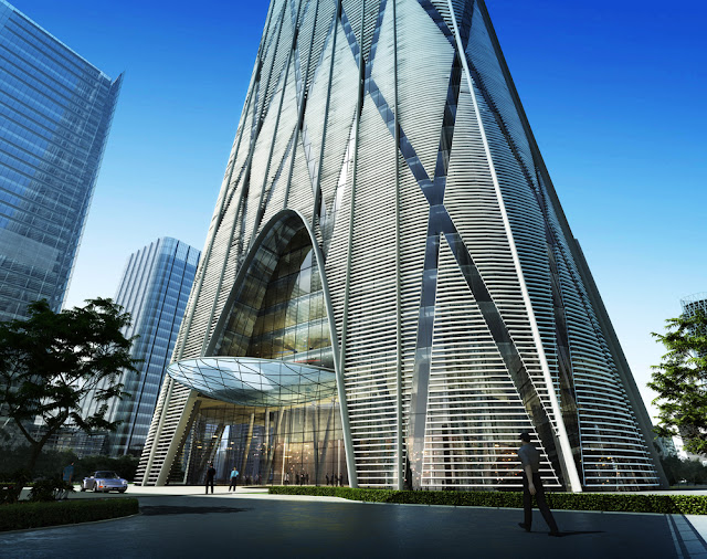 Rendering of the entrance of China Zun (CITIC Plaza) by TFP Farrells, Beijing, China